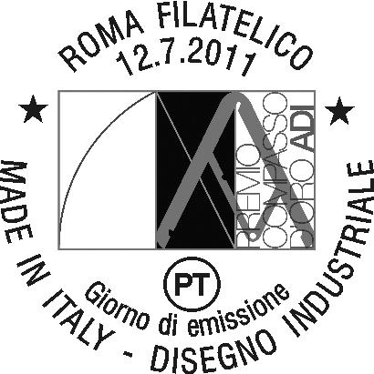 N. 1219 DATA: 12/7/11 Francobollo ordinario serie tematica "Made in Italy" dedicato al Disegno Industriale, in occasione del Premio Compasso d'oro ADI ( 0.