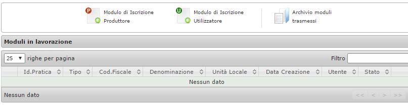 Scelta modulo L utente dovrà scegliere se intende iscriversi come produttore o come