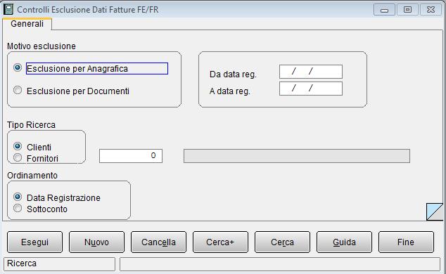 Controlli Esclusione Questa funzione produce una stampa attraverso la quale è possibile identificare i movimenti che non verranno estratti perché esclusi attraverso le opzioni presenti sul tipo