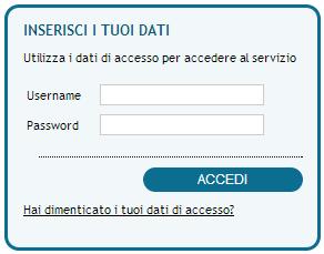 3 Accesso al sistema (Login) Per accedere al sistema, inserire i propri username e password (credenziali) negli appositi campi del box: Figura 5 Box di accesso E facendo clic sul