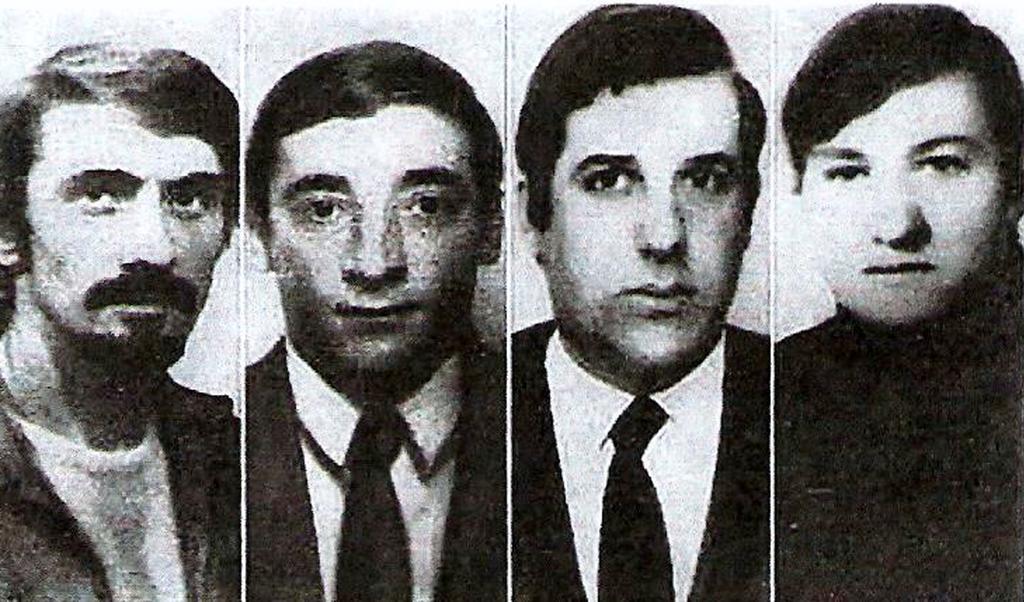 Maggio 1974, capi delle Brigate Rosse da sinistra a destra: Piero Morlacchi, Mario Moretti. Renato Curcio e Alfredo Bonavita.