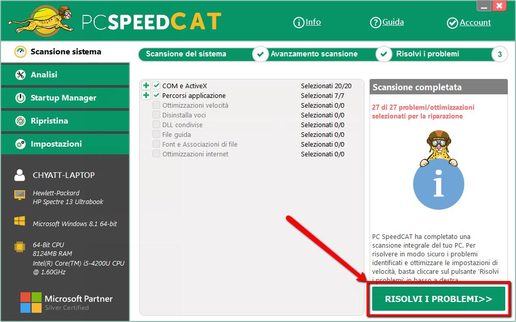 SpeedCAT ha rilevato quando ha eseguito la scansione