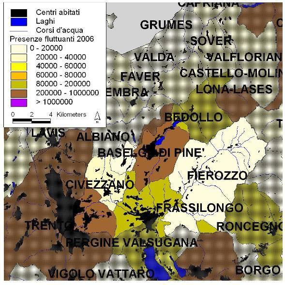 i comuni tra Pergine Valsugana ed il comune di Trento (escluso dal bacino) oltre all altopiano di Baselga di Piné.