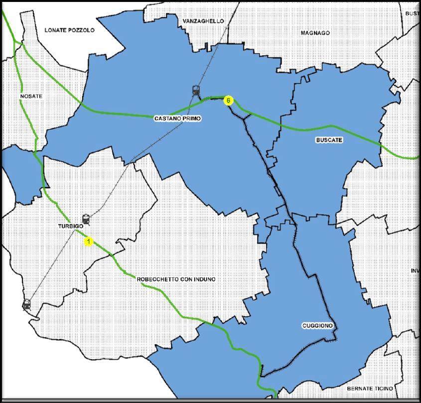 Comuni ammissibili Confini provinciali Rete ciclabile