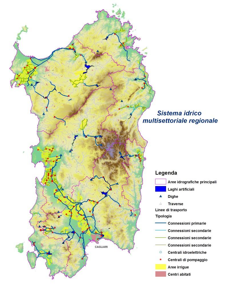 Ente acque della Sardegna Utilizzando in modo efficiente un sistema di 32 serbatoi artificiali (accumulo totale: 2.300 Mm3 nominali 1.