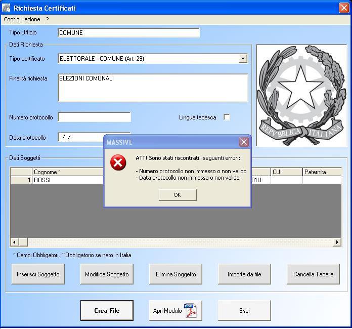 6. Creazione dei file in uscita Sia in caso di inserimento manuale che di importazione di un file, l applicazione creerà, all esito di un ulteriore controllo, due file.