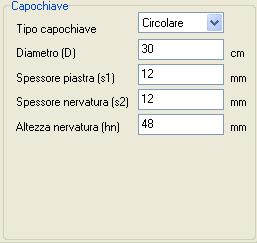 3.1.3 Dati relativi al capochiave Nel software sono previste tre forme diverse per il capochiave: circolare, rettangolare (o quadrata) ed a paletto.