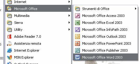 La barra delle applicazioni Il menu Avvio Cliccando su Tutti i programmi appare un elenco composto da una serie di voci: quelle con una freccia nera orientata a destra sono in realtà un altro elenco,