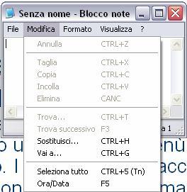 Elementi comuni delle finestre Barra dei menu Molte delle finestre che appaiono sullo schermo hanno una barra dei menu sotto quella del titolo.