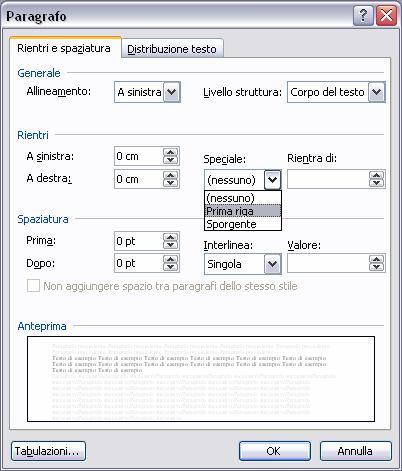 Elementi delle finestre di dialogo Campi di testo Area