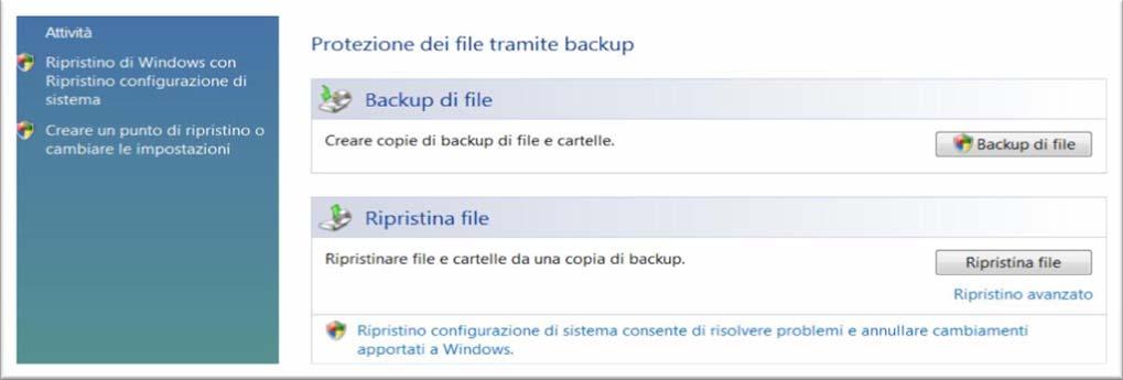 creare un backup ed il suo ripristino Nota) questa operazione è molto utile in caso di CRASK del sistema operativo che ci permette il