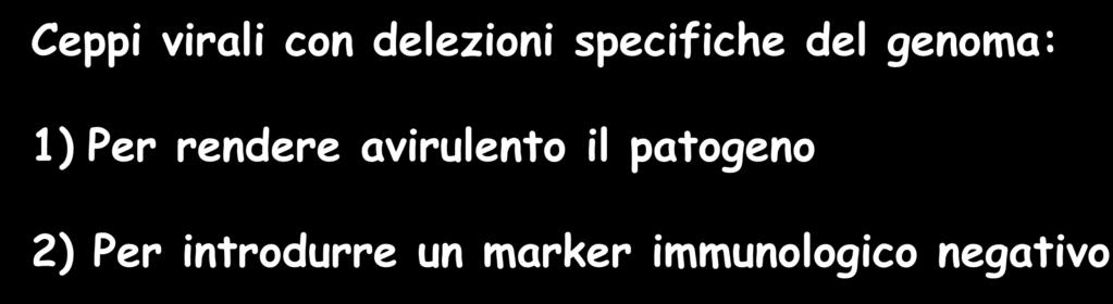 Vaccini costituiti da ceppi virali vivi omologhi Ceppi virali con delezioni