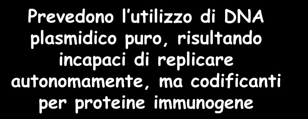 Vaccini a DNA Prevedono l utilizzo di DNA plasmidico puro, risultando