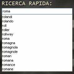 Cliccare sulla parola che si desidera ricercare, quindi sul tasto TROVA.