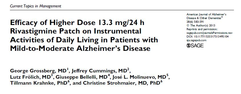 ADCS-IADL Higher Level Functioning (HLF): <0.001 48w Autonomy Factors: <0.04 48w Conclusions: Greater efficacy of 13.3 versus 9.