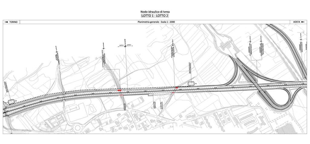 LOTTO II ADEGUAMENTO PLANIMETRICO KM 38+500 KM 40+950 Svincolo di Ivrea L adeguamento planimetrico in funzione di quanto previsto dal D.M. 05/11/2001.