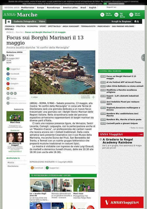 Ansa Focus sui Borghi Marinari il 13 maggio Sabato prossimo, 13 maggio, alla mostra "Ai confini della Meraviglia" in corso alle Terme di Diocleziano sarà una giornata dedicata a un nuovo focus