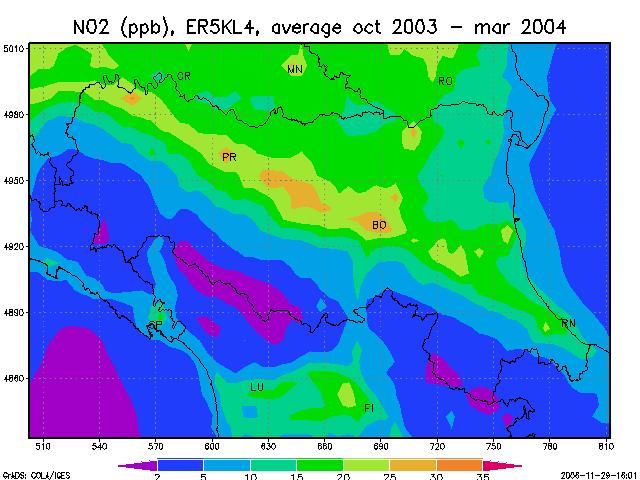 Figura 55 - Concentrazioni medie di biossido di azoto (NO 2 ) nel