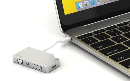 Connettività ed eleganza per i MacBook con USB-C Adattatore da viaggio con robusta custodia in alluminio e cavo integrato USB-C.