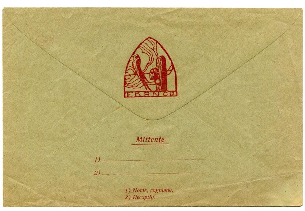 La busta postale La busta postale venne stampata su carta sottile di forte resistenza (come da decreto di emissione, R.D.
