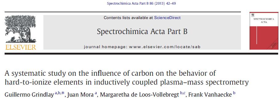 For Se+ and As+ signal intensities were higher in the presence of carbon, thus indicating an enhancement effect (Irel > 1.