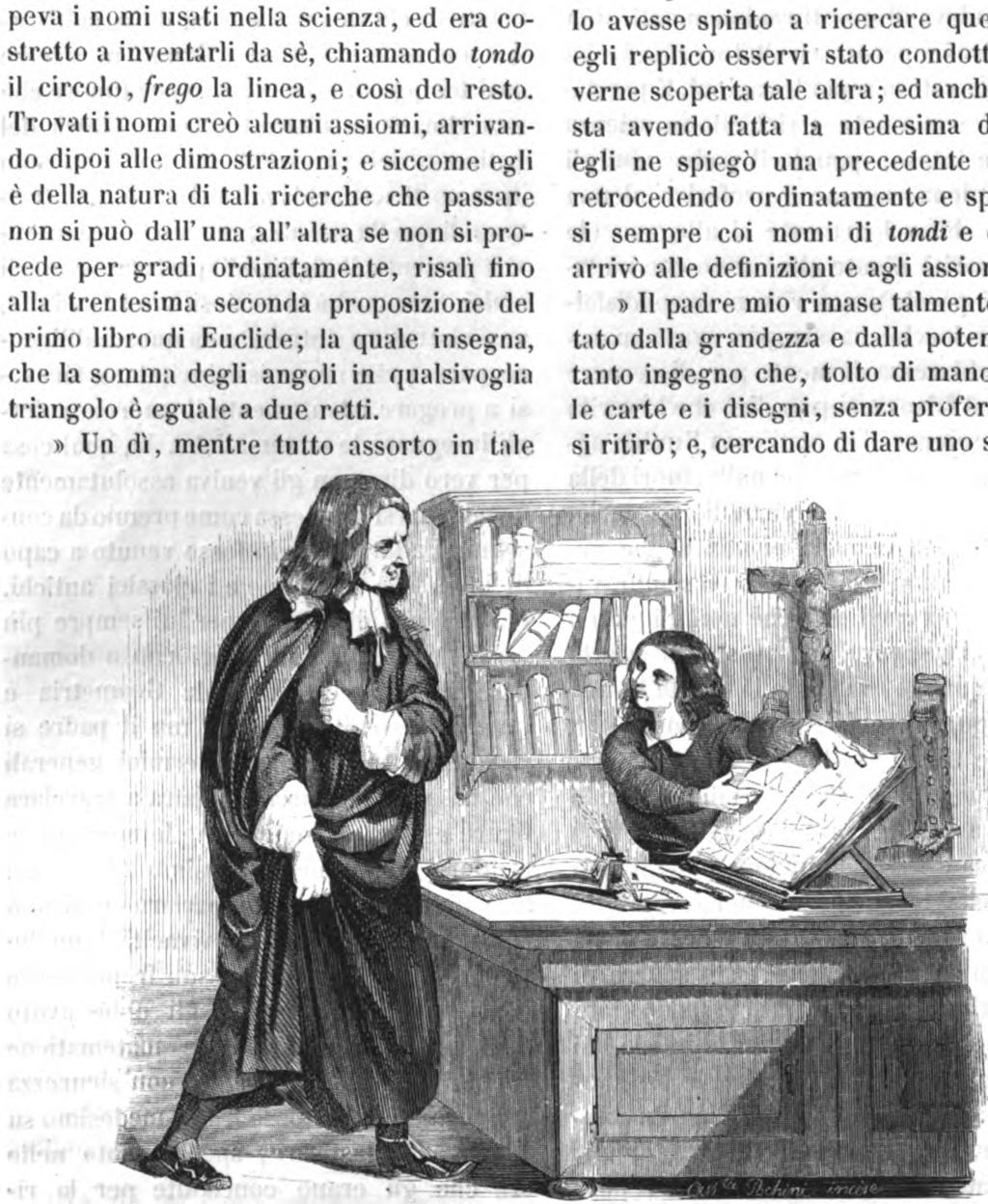 124 LA RICREAZIONE leva trattenere a divertirsi, preso un carbone disegnava figure sul pavimento o nel muro, studiandosi ora di fare un circolo perfettamente tondo, ora un trian golo coi lati e gli