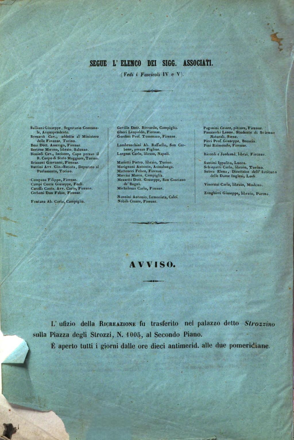 SEGUE L ELEC0 DEI SIG. ASSOCIATI Vedi i Fascicoli IV e V) Balliani Giuseppe, Segretario Comuna e, Acquapendente Bernardi Cav.