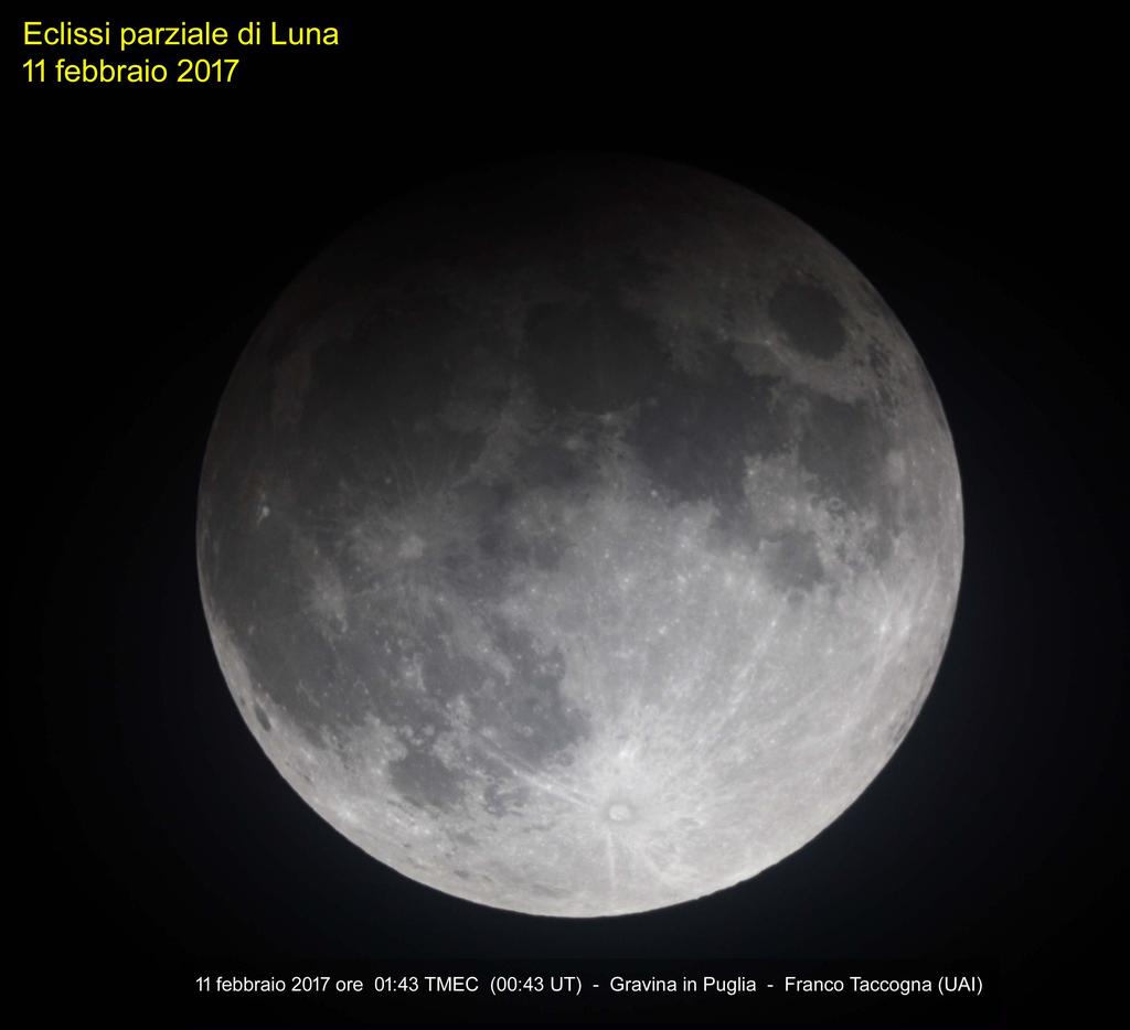 Eclissi parziale di Luna 11 febbraio 2017.