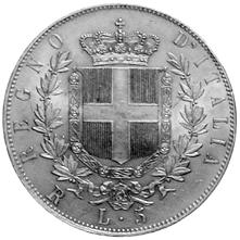 2958 5 Lire 1875 R (R piccola)