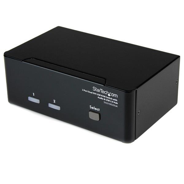 Switch KVM Dual DVI USB 2 porte con audio e hub USB 2.