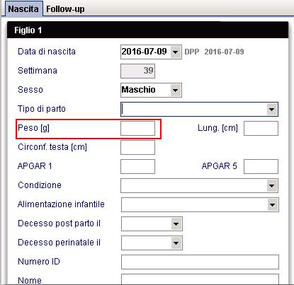 Peso Bambini (Baby_Baby1,2,3,4_BirthWeight) La Query di esportazione dei dati FIVNAT estrae il peso del neonato in grammi Figura 53: Terapia