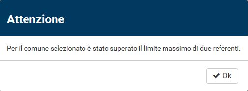 Figura 35 Referente Comunale funzione di gestione Alla pressione del pulsante sarà verificato che per un fissato comune non siano presenti più di due referenti.