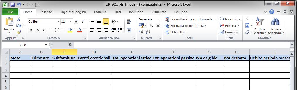 Excel: consente di riportare i dati da un template di Excel predefinito, creato preventivamente tramite la funzione Crea Excel presente nell elenco delle comunicazioni.