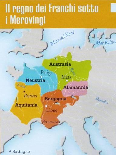 Nasce la Francia Nel 613, il nipote di Clodoveo, Clotario, espanse ancora i confini Con lui nacque la Francia.