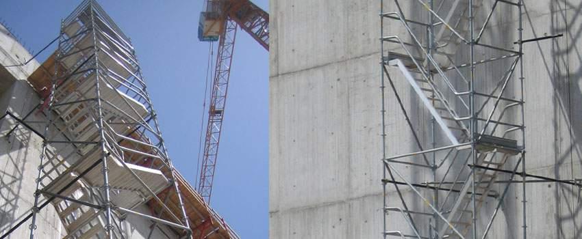 PONTEGGI SCAFFOLDING ÉCHAFAUDAGE SCALA A TORRE TOWER STAIRCASES TOUR ESCALIER