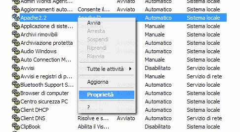 consultare le Proprietà del servizio : Guida all
