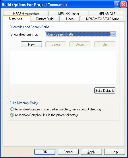 Selezionare Library Search Path Percorso di ricerca dei