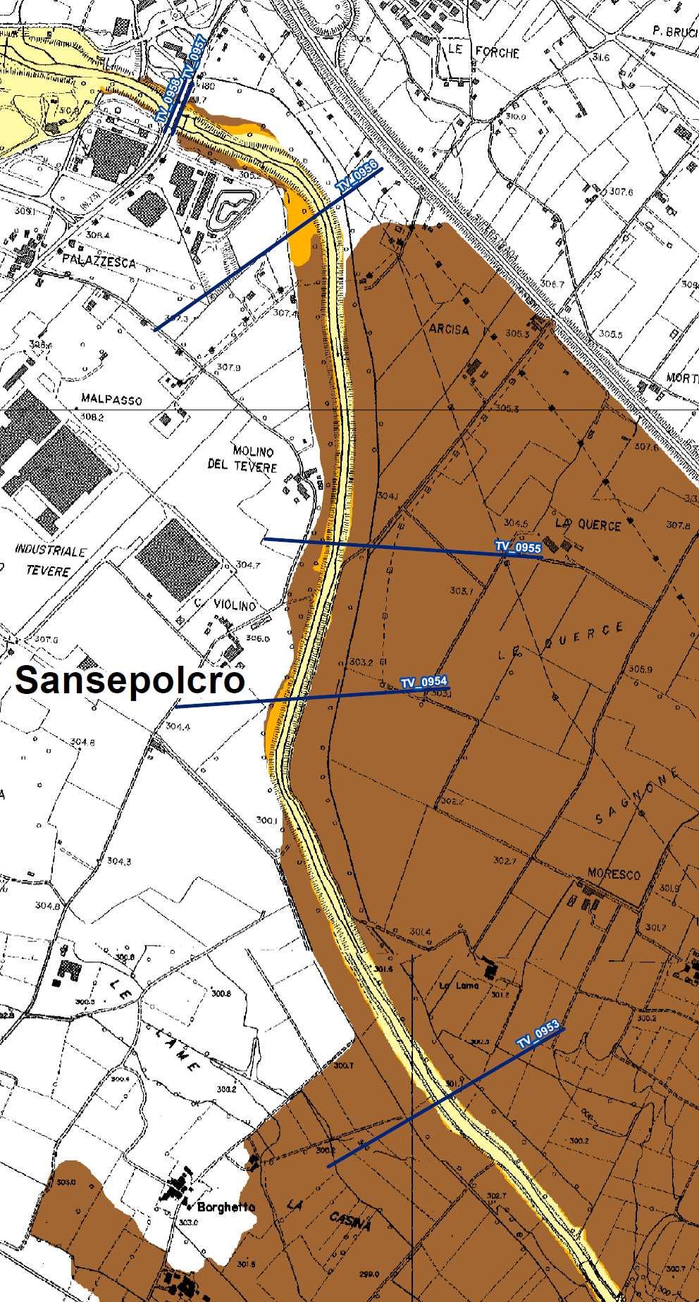 Tav. P5 - Piano Gestione rischio alluvioni Fiume Tevere Per conoscenza si riporta un estratto dalla Tavola P5 facente parte del Piano di Gestione del Rischio