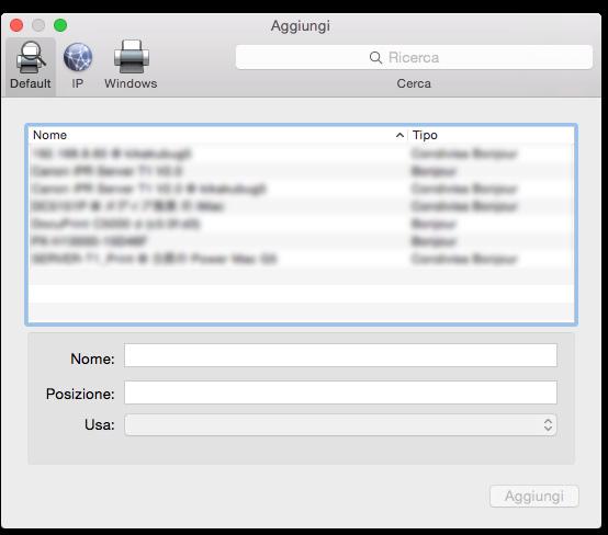 Macintosh/Installazione della stampante Installazione del driver della stampante su Mac OS X PASSAGGIO 8-14/17 8.