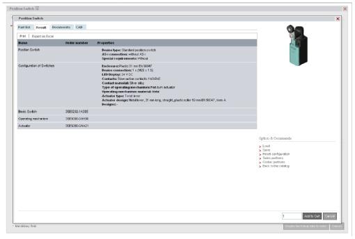 Foglio dati del prodotto Mediante il configuratore online è possibile non solo scegliere l'interruttore