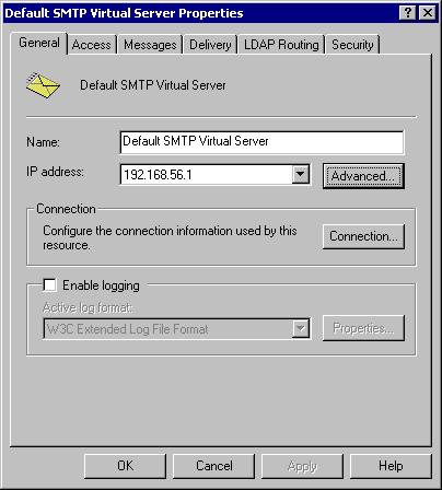 Schermata 8 - Indicazione del nome del server di ritrasmissione della posta ed assegnazione dell IP Fase 3: configurazione del servizio SMTP per ritrasmettere le email verso il server di posta In