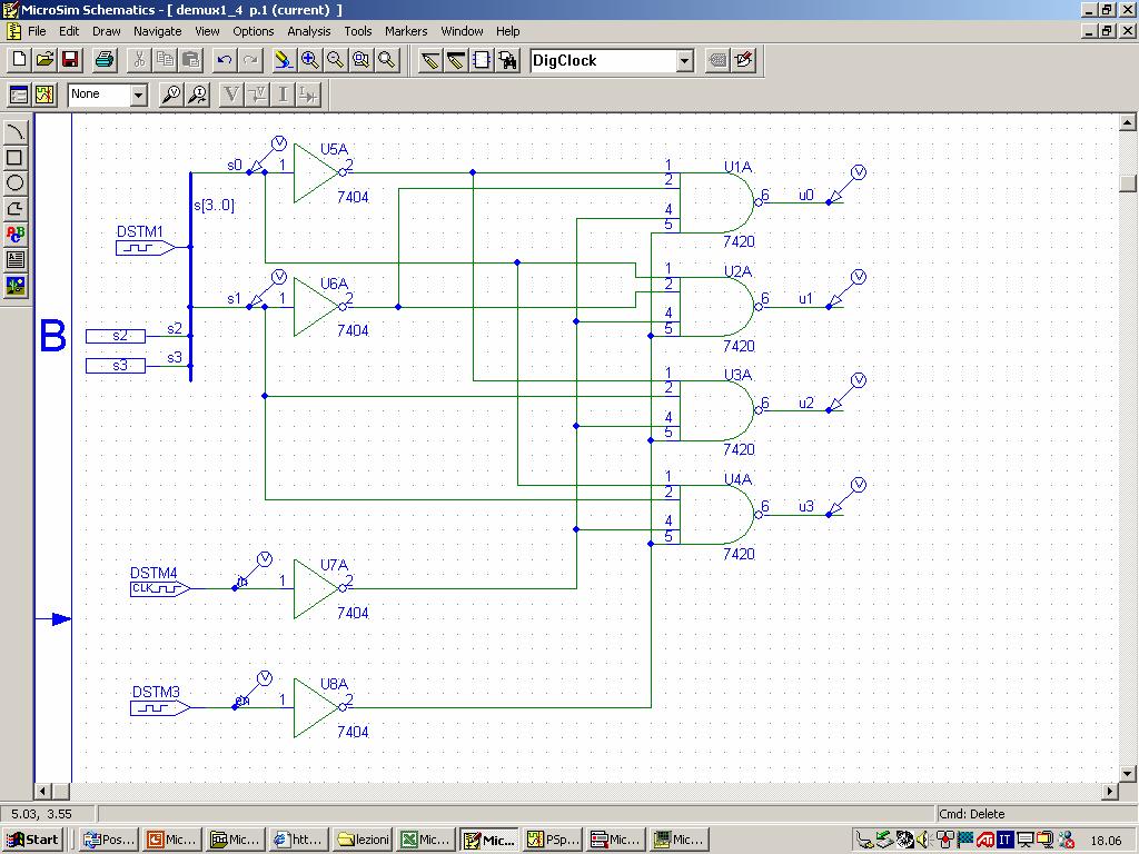 DEMUX implementato con porte NAND Utilizzo digclock