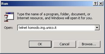 telnet su Pc per collegarsi a komodo 7 novembre