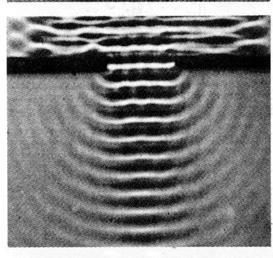Per la misura della lunghezza d onda λ bisogna tener conto del fattore d amplificazione β=1,65 (dato dal costruttore) fra l onda sull acqua e l immagine dell onda sullo schermo.