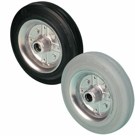 serie LN serie LG ruote nucleo acciaio stampato anello gomma nera o grigia standard pressed steel centre wheels with black or grey standard rubber tyres componenti ruota - caratteristiche 40% 20% 10%