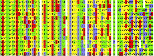 Utilizzo dei colori I file raw-text possono essere utilizzati per visualizzare le colonne, ma è possibile associare colori diversi per residui con caratteristiche chimico fisiche diverse.