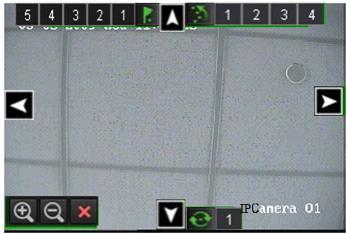 Figura 16. Modalità di Gestione PTZ 3. Controllare la camera brandeggiabile usando i pulsanti di controllo PTZ. Usare i pulsanti direzionali per i comandi di Pan e Tilt.