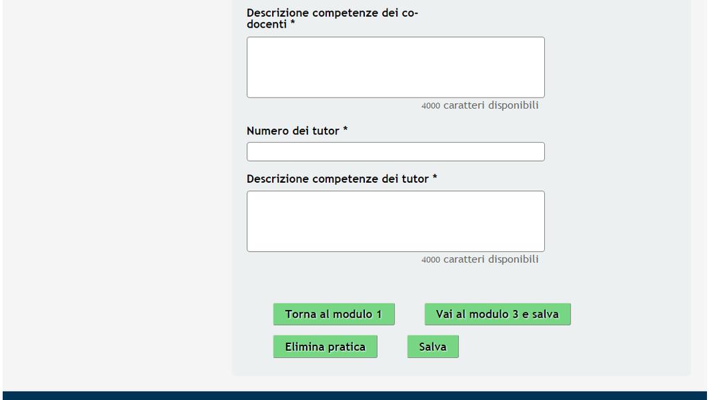 Figura 10 Modulo 2 Progetto formativo Compilare la Descrizione del progetto inserendo le informazioni richieste e compilando le box di testo.