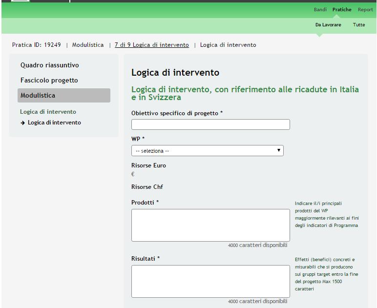 Figura 39 Modulo 7 Logica di intervento Compilare la sezione selezionado l Obiettivo specifico di