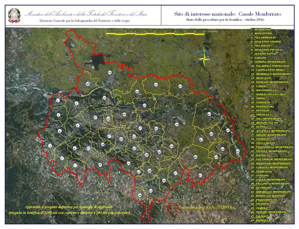 Progetto di bonifica delle coperture e degli utilizzi impropri (polverino) dell amianto approvato con Decreto del 29 novembre 2004.